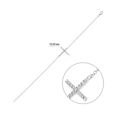 Браслет зі срібла "Хрестик" з фіанітами  (арт. 7509/991Бр)