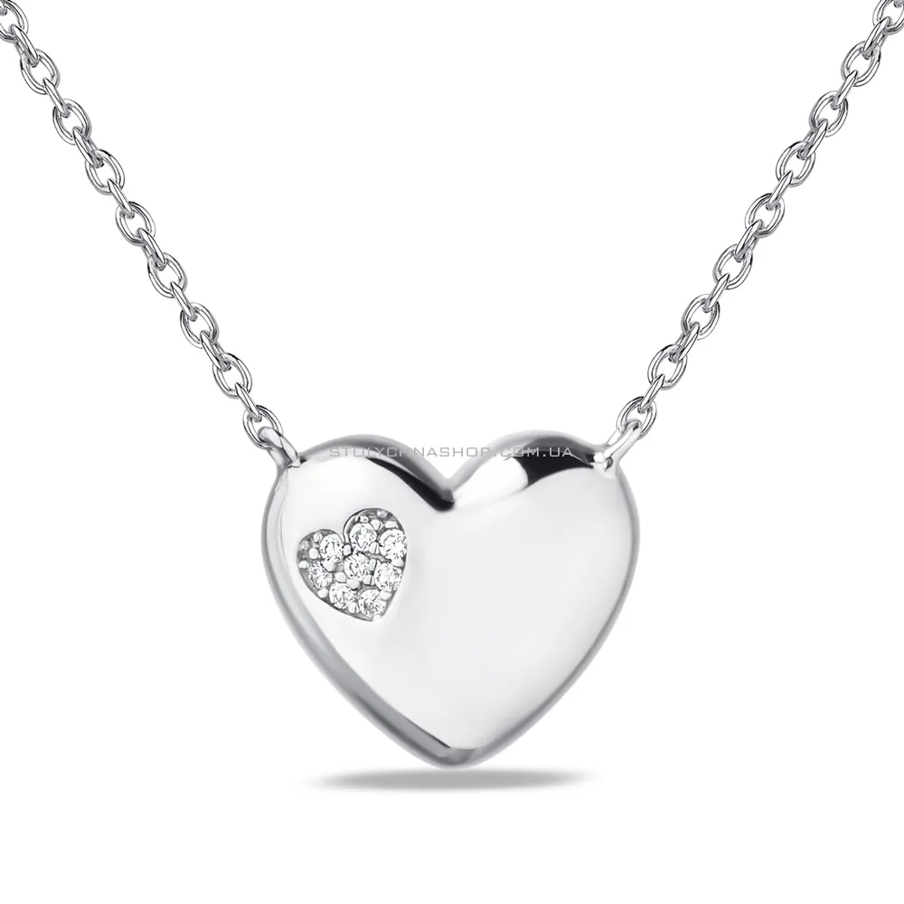 Срібне кольє Серце з фіанітами (арт. 7507/1639) - цена