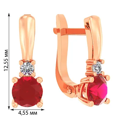 Дитячі золоті сережки з червоними фіанітами (арт. 110501к)
