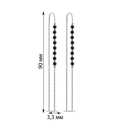 Срібні сережки-протяжки з оніксом (арт. 7502/9337о)