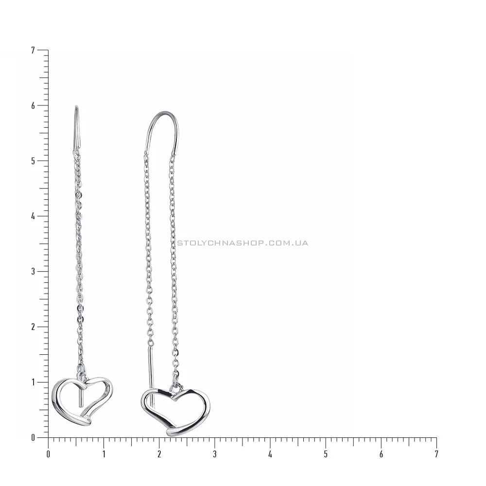 Срібні сережки протяжки з сердечками (арт. 7502/3540)