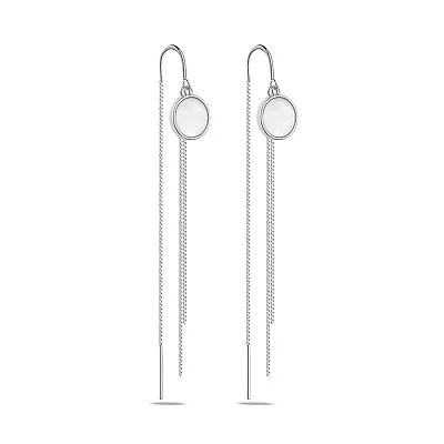 Сережки-протяжки зі срібла з перламутром  (арт. 7502/4793п)