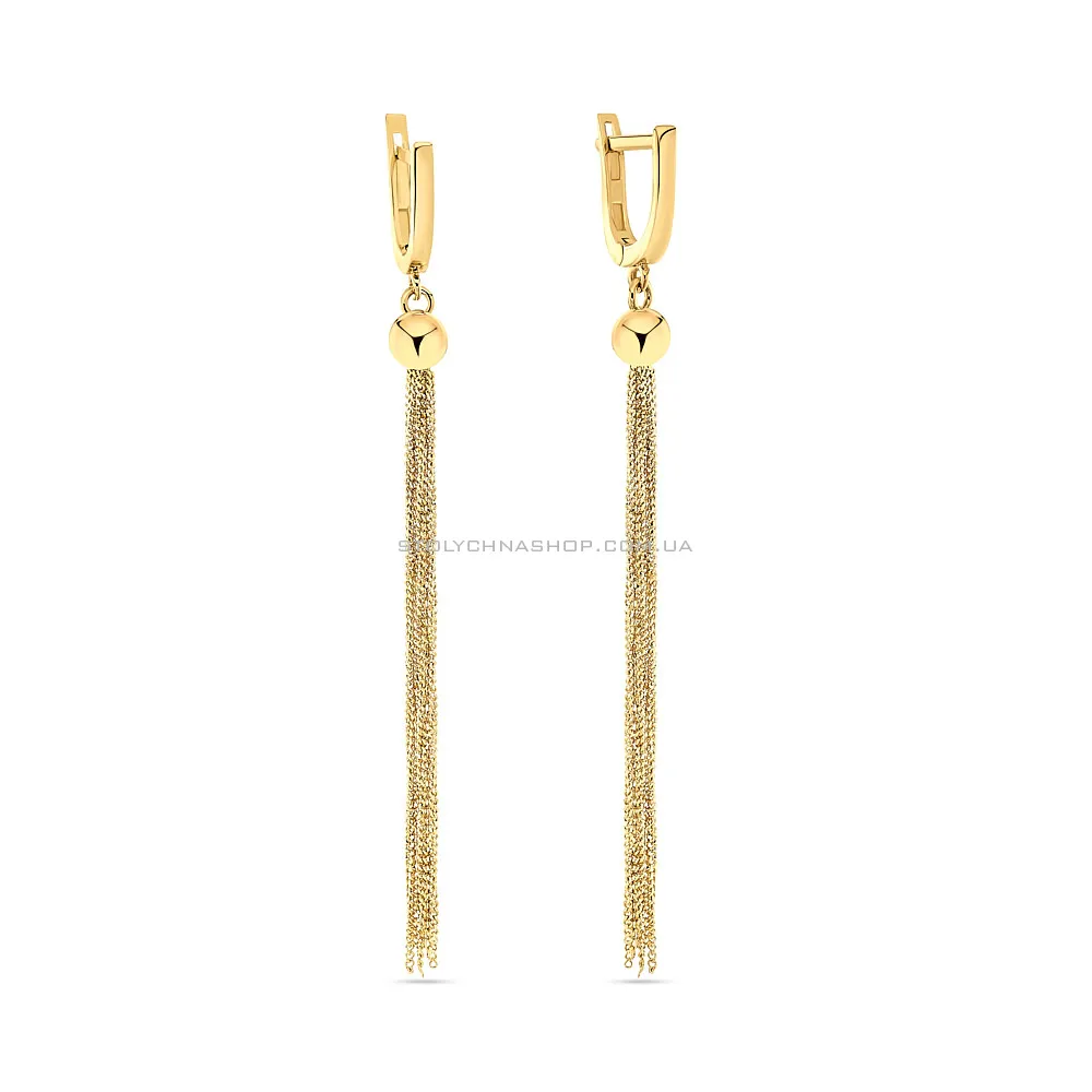 Длинные серьги из желтого золота с цепочками  (арт. 104336ж)