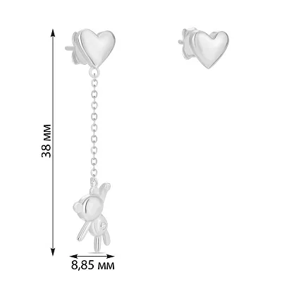 Срібні асиметричні сережки "Ведмедик" (арт. 7518/5673)