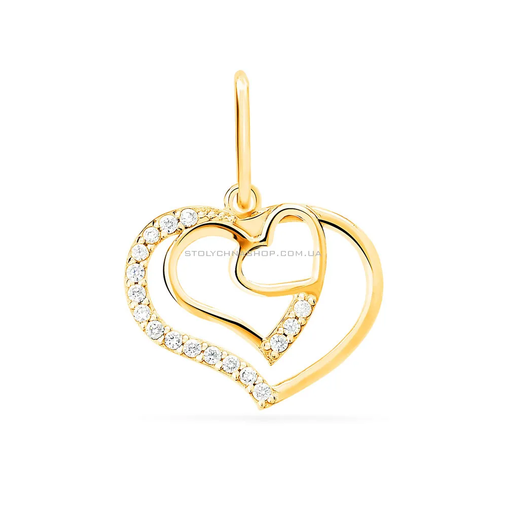 Золотая подвеска «Сердце» с фианитами (арт. 422686ж)