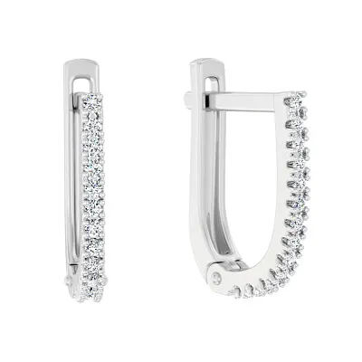 Серьги из белого золота с дорожкой из фианитов  (арт. 110850б)