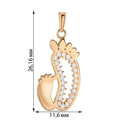 Кулон «Ніжки немовляти» з червоного золота з фіанітами (арт. 423940)