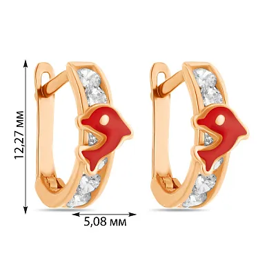 Дитячі золоті сережки &quot;Дельфіни&quot; з емаллю (арт. 104213)