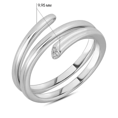 Серебряное кольцо в виде спирали с фианитами  (арт. 7501/4903)