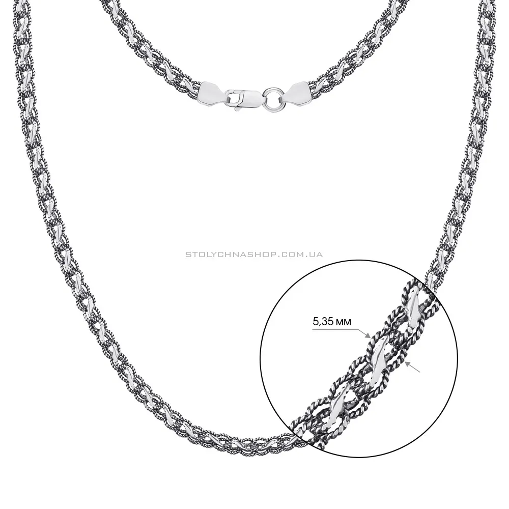 Срібне кольє-ланцюжок плетіння Струмок (арт. 7908/1051-ч) - 2 - цена
