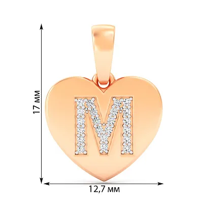 Золотий кулон Літера М з фіанітами  (арт. 440986)