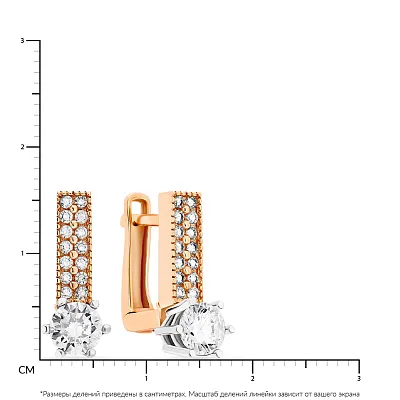 Сережки из красного и белого золота с фианитами (арт. 103513)