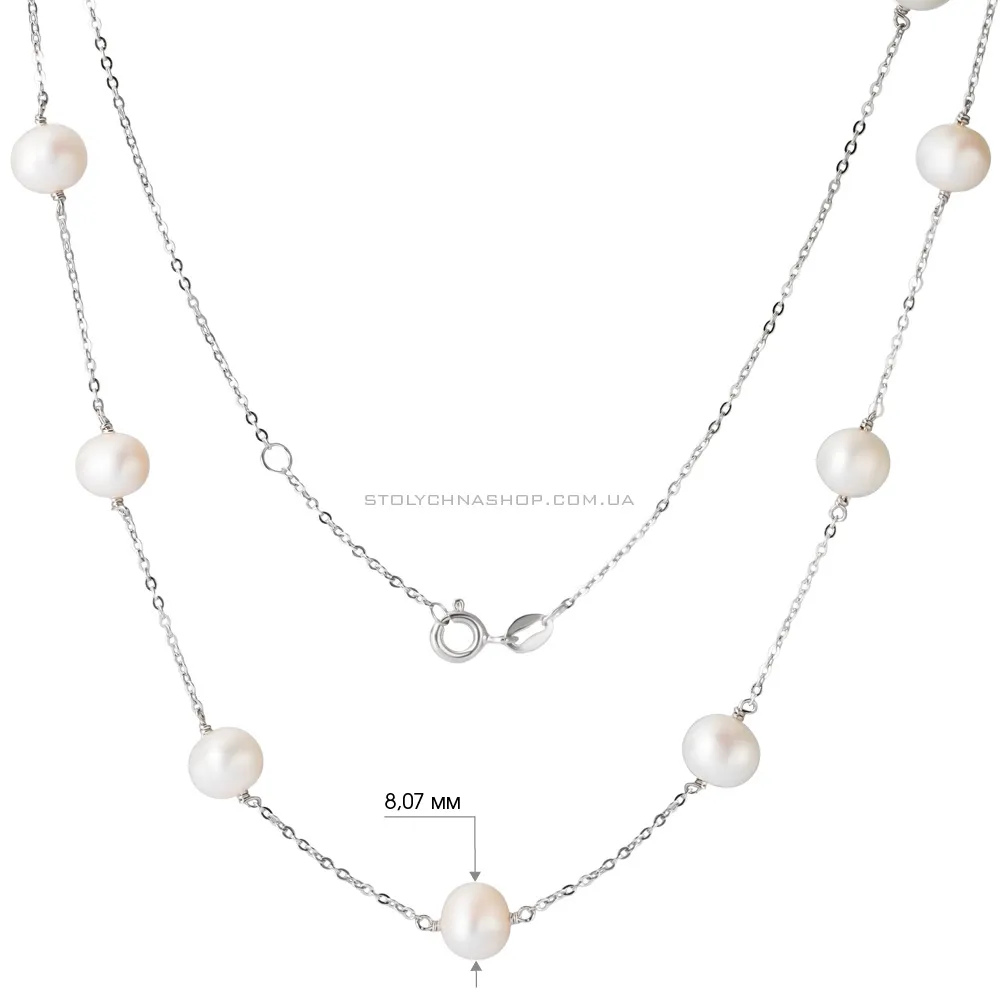 Срібне кольє з перлами (арт. 7507/1051жб) - 3 - цена