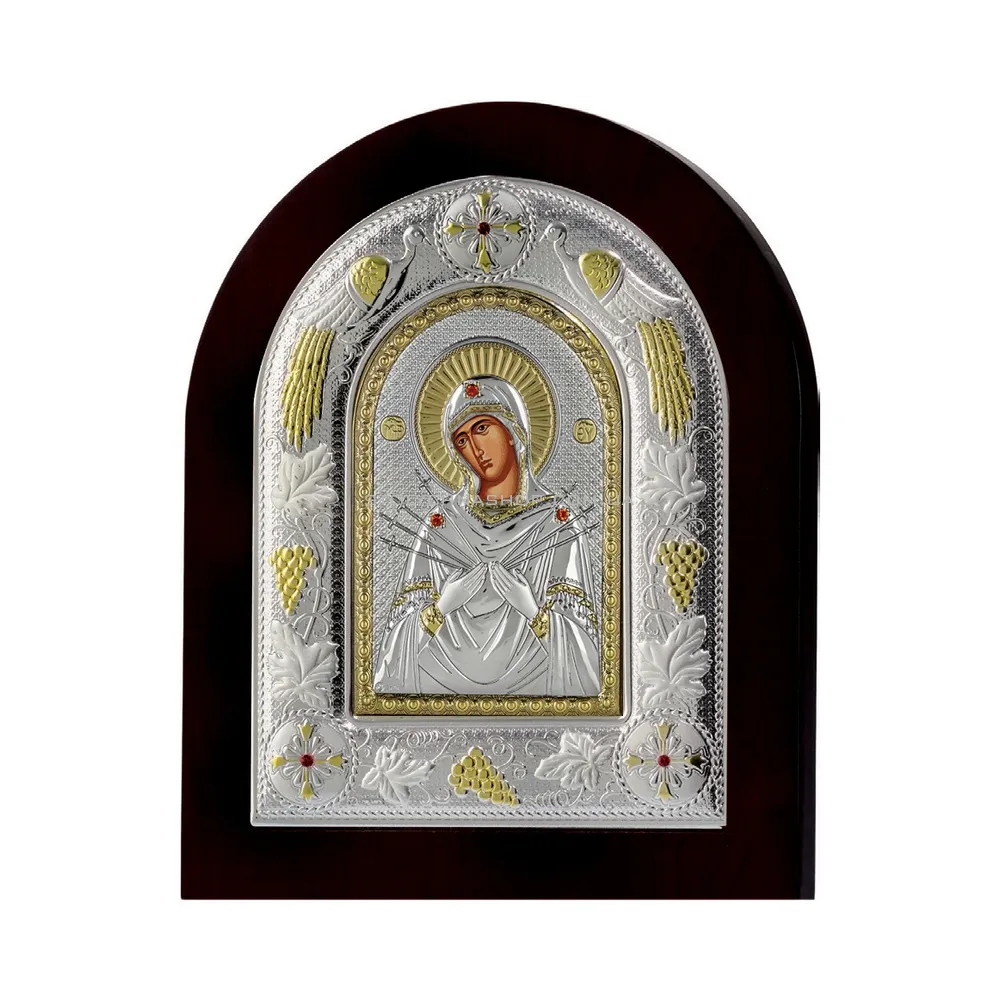 Ікона зі срібла "Божа Мати Семистрільна" (220х180 мм) (арт. MA/E3114BX)