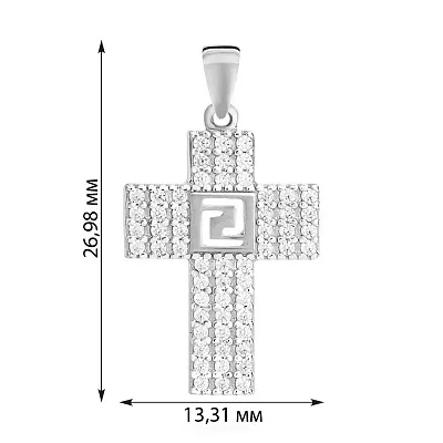 Хрестик з білого золота з фіанітами (арт. 440402б)