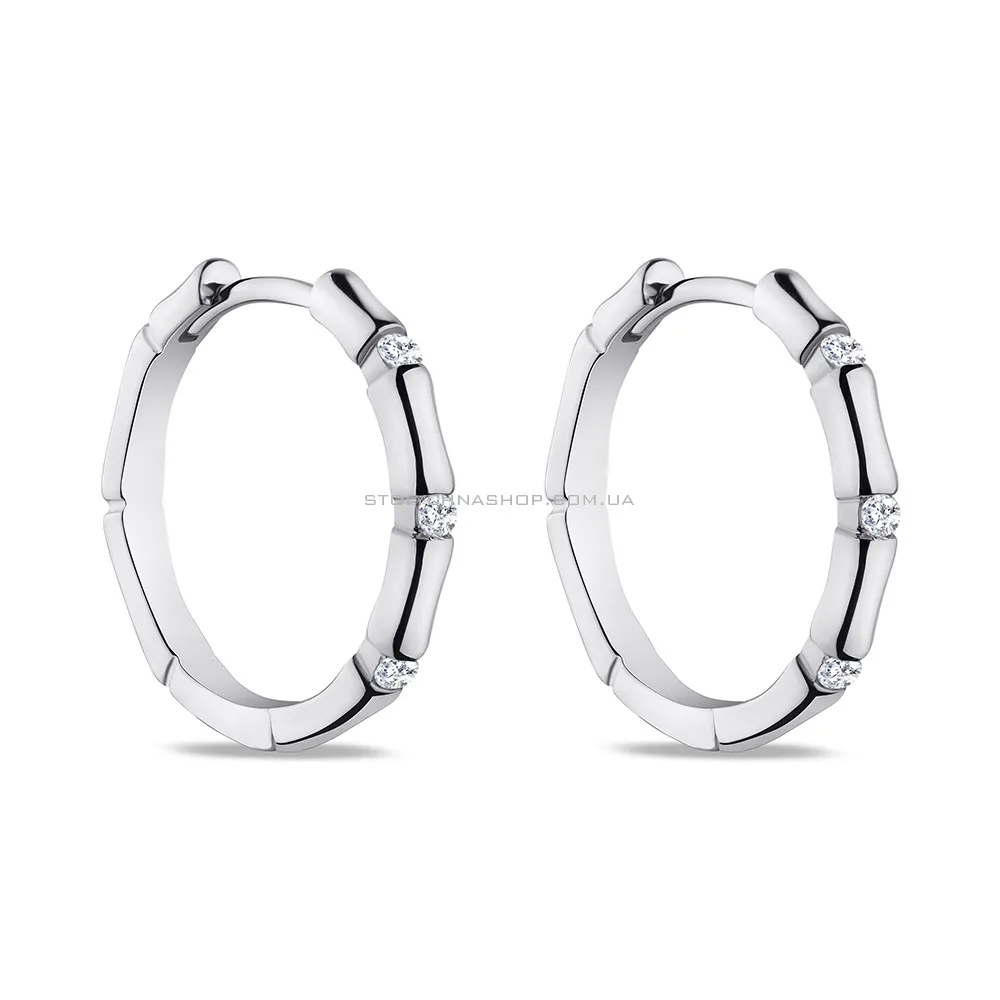 Серьги-кольца из серебра с фианитами  (арт. 7502/4649/20) - цена