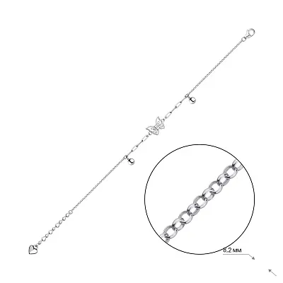 Серебряный браслет Бабочка  (арт. 7509/3947)