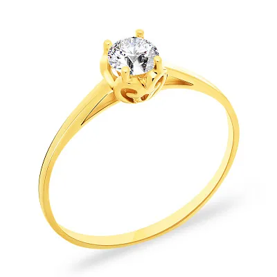 Золотое помолвочное кольцо с фианитом (арт. 140587ж)