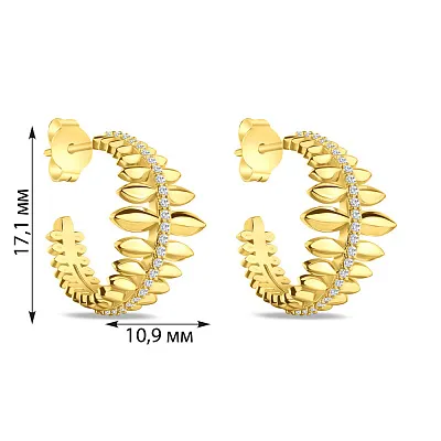 Сережки зі срібла з фіанітами і з жовтим родіюванням  (арт. 7518/6161ж)