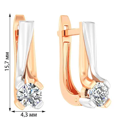 Сережки из красного и белого золота с бриллиантами (арт. С011118040кб)
