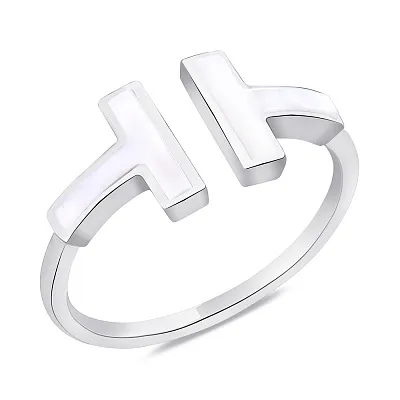 Серебряное кольцо незамкнутое с перламутром (арт. 7501/6096п)