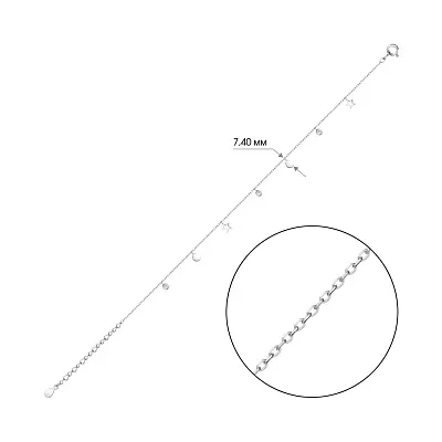 Браслет из серебра на ногу с подвесками и с фианитами (арт. 7509/3040)