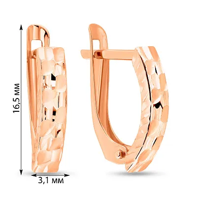 Сережки з червоного золота з алмазною гранню  (арт. 121706)