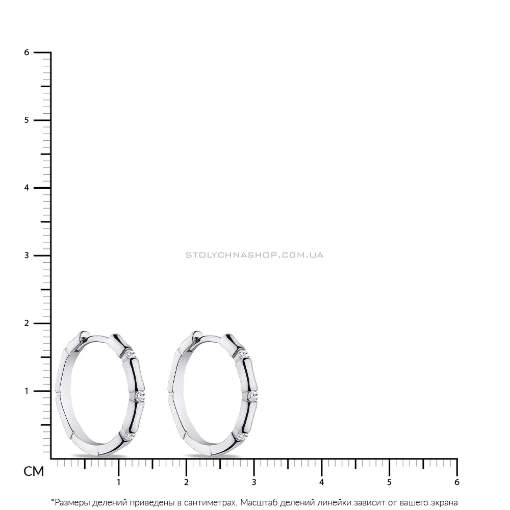 Серьги-кольца из серебра с фианитами  (арт. 7502/4649/20) - 2 - цена
