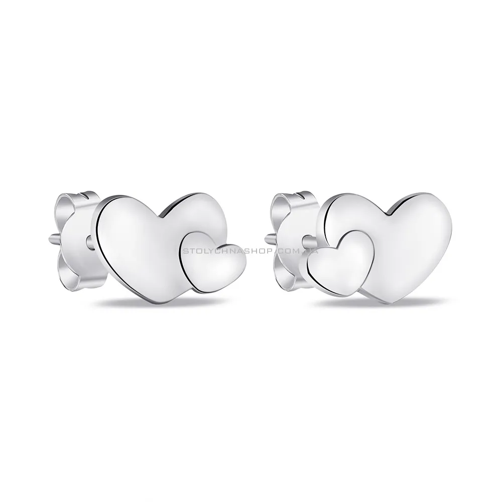 Сережки Сердечка зі срібла без каменів (арт. 7518/6628) - цена