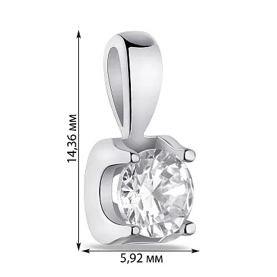 Срібний підвіс з одним фіанітом  (арт. 7503/3640)