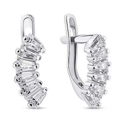 Серебряные серьги с дорожкой из фианитов (арт. 7502/СК2Ф/014)