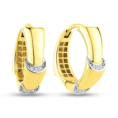 Серьги-кольцо из желтого золота с фианитами (арт. 1091303/20ж)
