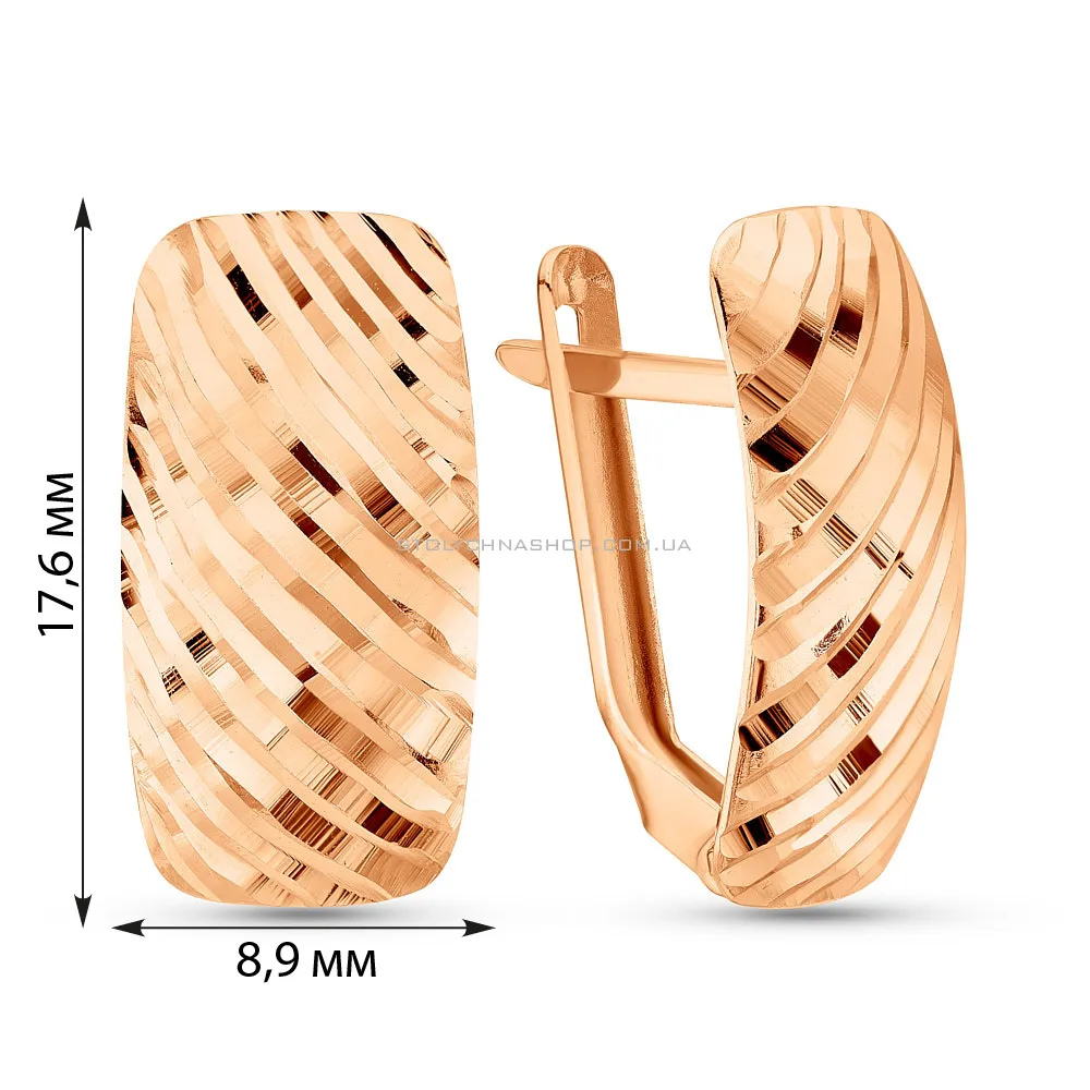Золоті сережки з алмазною насічкою (арт. 109545) - 2 - цена