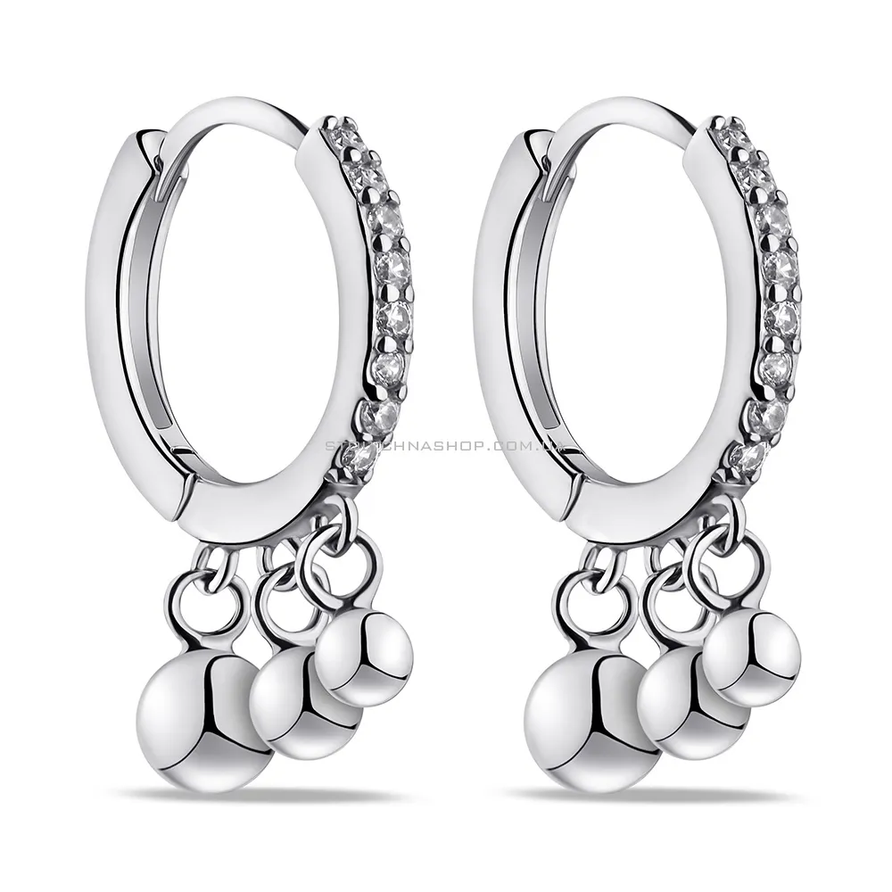 Срібні сережки-кільця з фіанітами (арт. 7502/9486) - цена