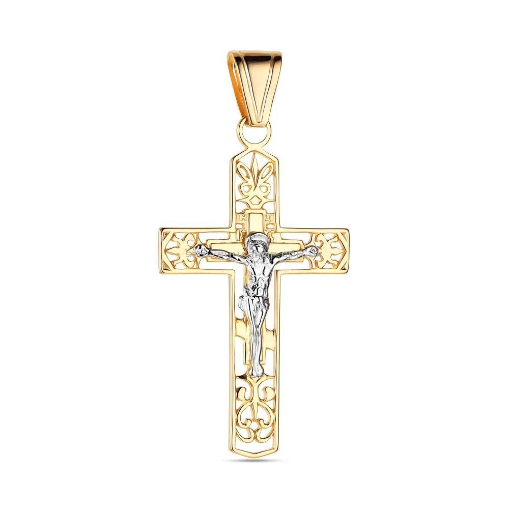 Золотой нательный крестик с распятием  (арт. 501514ж)