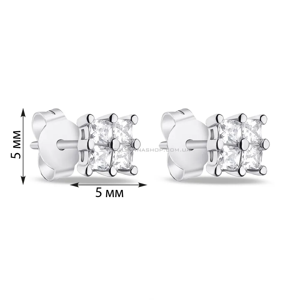 Срібні сережки-пусети з фіанітами (арт. 7518/6517) - 2 - цена