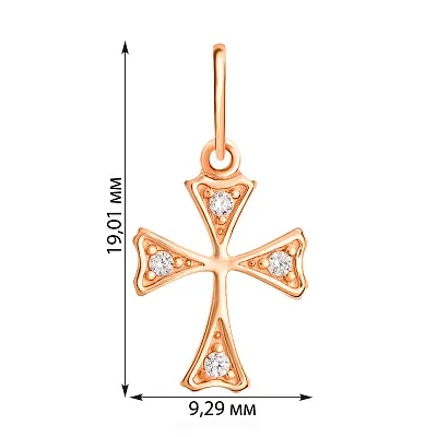 Підвіска-хрестик з золота з фіанітами (арт. 440456)