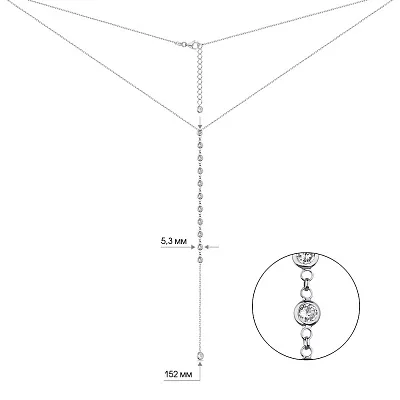 Серебряное колье-галстук с фианитами Trendy Style (арт. 7507/1988)