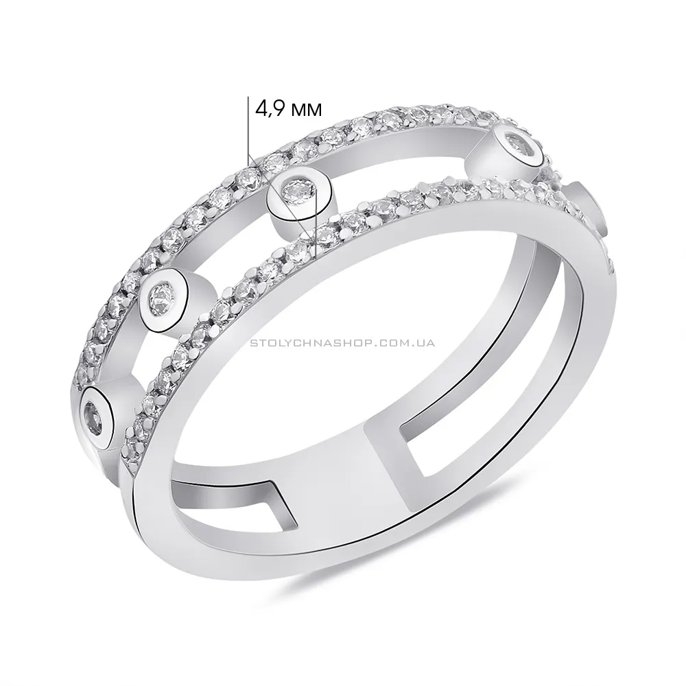 Кольцо из серебра с фианитами  (арт. 7501/6008) - 2 - цена