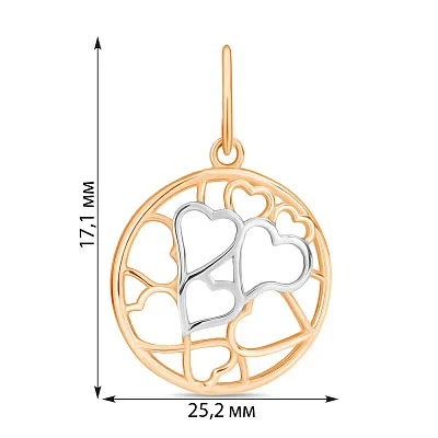 Золота підвіска «Сердечка» (арт. 424037)