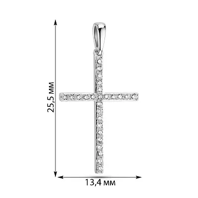 Золота підвіска-хрестик з діамантами (арт. П341670015б)