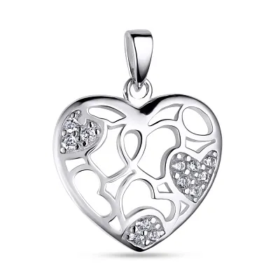 Серебряная подвеска «Сердце» с фианитами (арт. 7503/2712)
