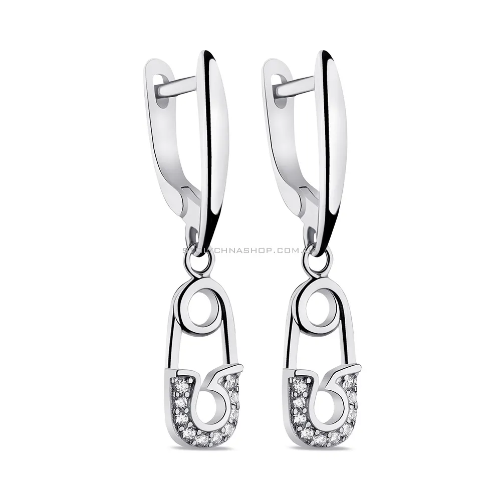 Срібні сережки Шпильки з фіанітами (арт. 7502/9024) - цена