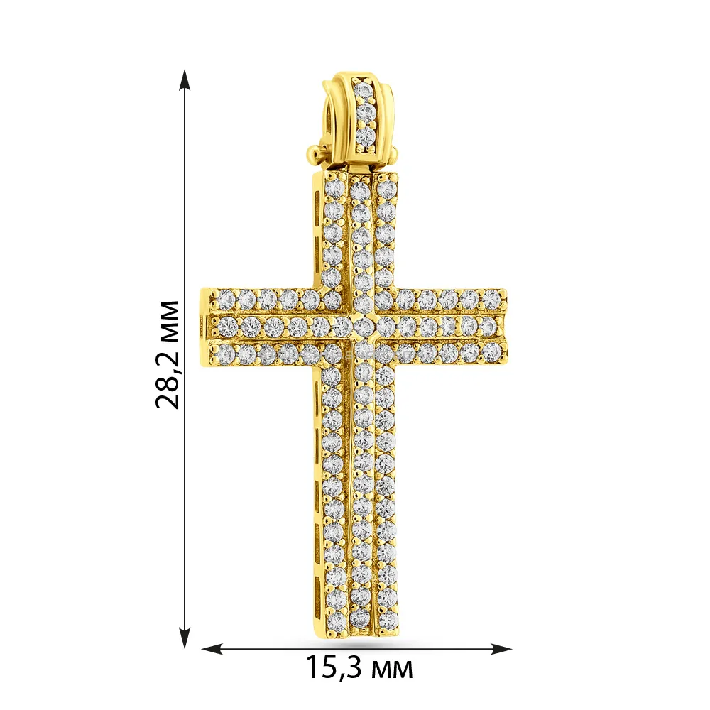 Золотая подвеска-крестик с фианитами (арт. 423452ж) - 2 - цена