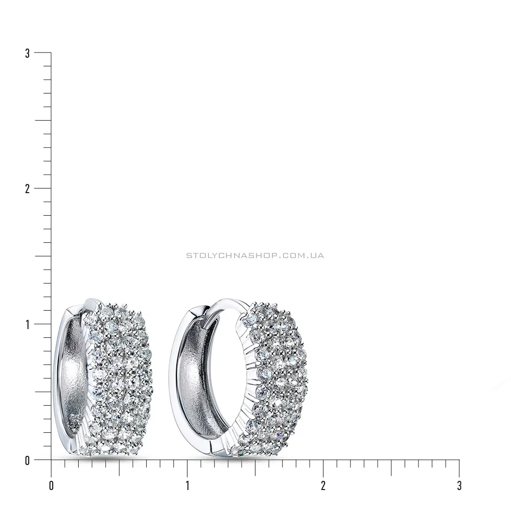 Срібні сережки у формі кілець з фіанітами (арт. 7502/3193) - 2 - цена
