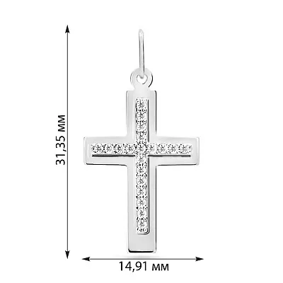 Підвіска-хрестик з фіанітами з білого золота (арт. 541900б)