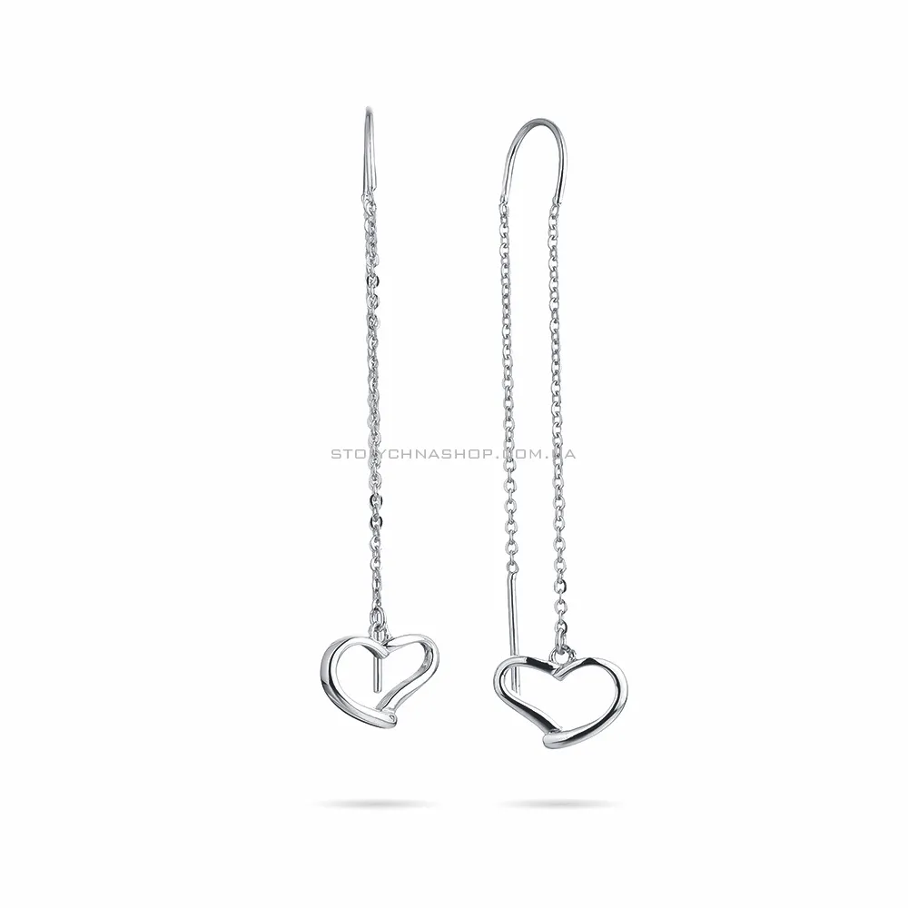 Серебряные серьги протяжки с сердечками (арт. 7502/3540)