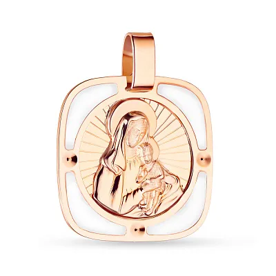Золота ладанка «Божа Матір з немовлям» з емаллю (арт. 424205)