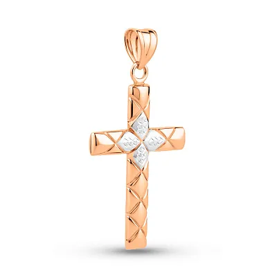 Крестик из красного золота с родированием (арт. 424796р)