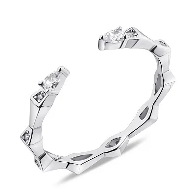 Серебряное незамкнутое кольцо с фианитами (арт. 7501/6173)